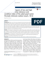 The Potential Impacts of Low and High Salinities On Salinity Tolerance and Condition Index of The Adult Pearl Oyster Pinctada Imbricata Radiata