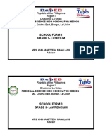 School Form 1 Grade 9-Lutetium: Regional Science High School For Region I