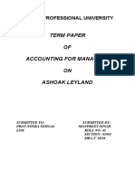 Term Paper OF Accounting For Managers ON Ashoak Leyland: Lovely Professional University