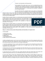 Steps To A Safe and Successful Disassembly and Assembly of A System Unit