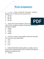 Time and Work Assignments PDF