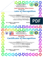 Certificate of Recognition: San Remigio National High School