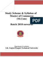 Study Scheme & Syllabus of Master of Commerce Batch 2018 Onwards