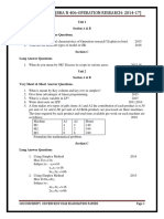 Question Bank (Bba N 406-Operation Research: 2014-17) : Very Short & Short Answer Questions