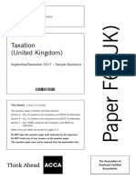 Taxation (United Kingdom) : September/December 2017 - Sample Questions