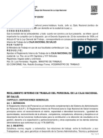 Reglamento Interno de Trabajo Del Personal de La Caja 