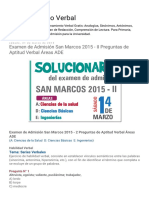 Razonamiento Verbal Examen de Admisión San Marcos 2015 - II Preguntas de Aptitud Verbal Áreas ADE PDF