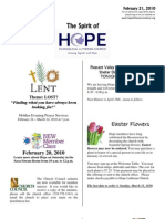 Feb 21 2010 Spirit of Hope Newsletter, Hope Evangelical Lutheran Church