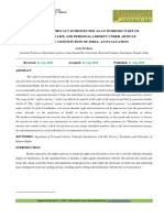 Format. Hum - The Right To Privacy Is Protected As An Intrinsic Part of The Right To Life and Personal Liberty Under Article 21 of The Constitution of India An Evaluation