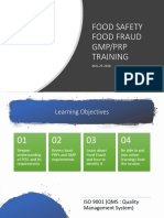 Food Safety Food Fraud GMP/PRP Training