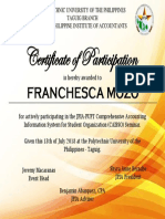 Certificate of Participation: Franchesca Mozo