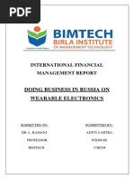 Doing Business in Russia On Wearable Electronics: International Financial Management Report