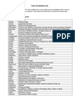 Tone Words Vocab List by Type Positive Negative Etc