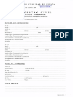 Hoja Declaratoria de Datos de Inscripción de Matrimonio