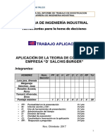 Aplicación de La Teoria de Colas en La Empresa "D Salchis Burger"