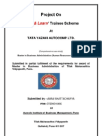 MBA Project Report On 'Earn and Learn' Trainee Scheme at TATA YAZAKI AUTOCOMP LIMITED