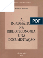 A Informática Na Biblioteconomia e Na Documentação.