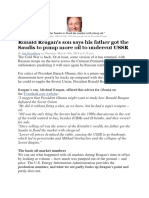 Editorial Piece On How Reagan Manipulated Oil Prices by Colluding With The Saudis To Bring About The Collapse of The Soviet Union