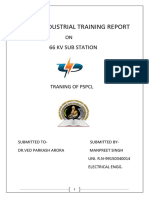 Projest Report On 4 Week Industrial Training at 66kv Substation (MES) (Bathinda)