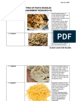 Types of Pasta Noodles Assignment Research IV