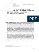 The Role of A Perceived Ethical Leadership Style in The Relationship Between Workaholism and Occupational Burnout