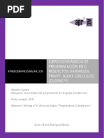 CU00527F Ejercicios Resueltos Programacion C Printf Scanf Calculos PDF