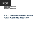 Oral Communication: K To 12 Supplementary Learners' Materials