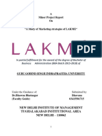 A Minor Project Report On "A Study of Marketing Strategies of LAKME"