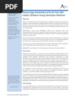 Dental Age Estimation of 6-15 Year Old Indian Children Using Demirjian Method