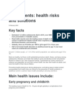 Adolescents: Health Risks and Solutions: Key Facts