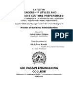 A Study On Leadership Styles and Coporate Culture Preferences in Ongc, Rajahmundry