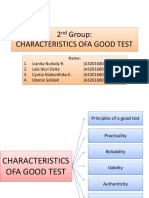 2 Group: Characteristics Ofa Good Test