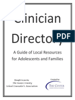 Clinician Directory: A Guide of Local Resources For Adolescents and Families