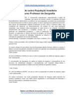 Simulado Sobre População Brasileira Concurso Professor de Geografia