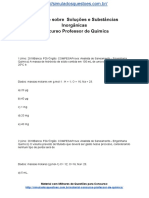 Simulado Sobre Soluções e Substâncias Inorgânicas Concurso Professor de Química