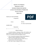 Republic of The Philippines Department of Justice National Prosecution Service Office of The Provincial Prosecutor Province of Bulacan Malolos City