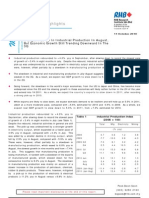 Economic Highlights - A Slight Pick-Up in Industrial Production in August, But Economic Growth Still Trending Downward in The 3Q - 11/10/2010