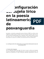 La Configuración Del Sujeto Lírico en La Poesía Latinoamericana de Posvanguardia