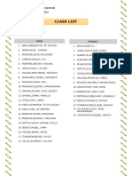 Class List: Grade Level: GRADE 10 - DIAMOND Adviser: Jevon R. Morgadez