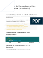 Efemérides de Venezuela en El Mes de Septiembre