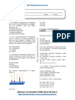 Simulado - Atividade 06 de Matemática para 6º Ano