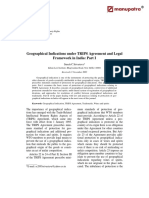 Geographical Indications Under TRIPS Agreement and Legal Framework in India: Part I