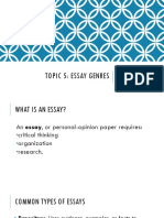 Topic 5: Essay Genres: UHB 20302: Academic Communication