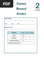 Octubre - 2do Grado - Examen Mensual 