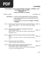 First Semester 3 Year LL.B./IV Semester 5 Year B.A. LL.B./B.B.A. LL.B. Examination, June/July 2016 Contract I General Principles of Contract