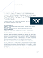 O Papel Das Águas Subterrâneas Como Reserva Estratégica de Água e Diretrizes para A Sua Gestão Sustentável