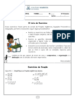 Resolução Da II Lista de Exercícios - Frações Algébricas Equações Fracionárias e Inequações III Trimestre - 8° Ano Matemática 2018