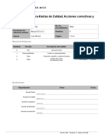 Procedimiento para Alertas de Calidad, Acciones Correctivas y Preventivas.