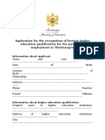 Application Form For Recognition of Foreign Higher Education Qualification