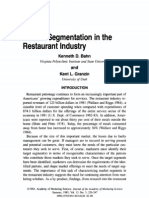 Benefit Segmentation in Restuarant Industry